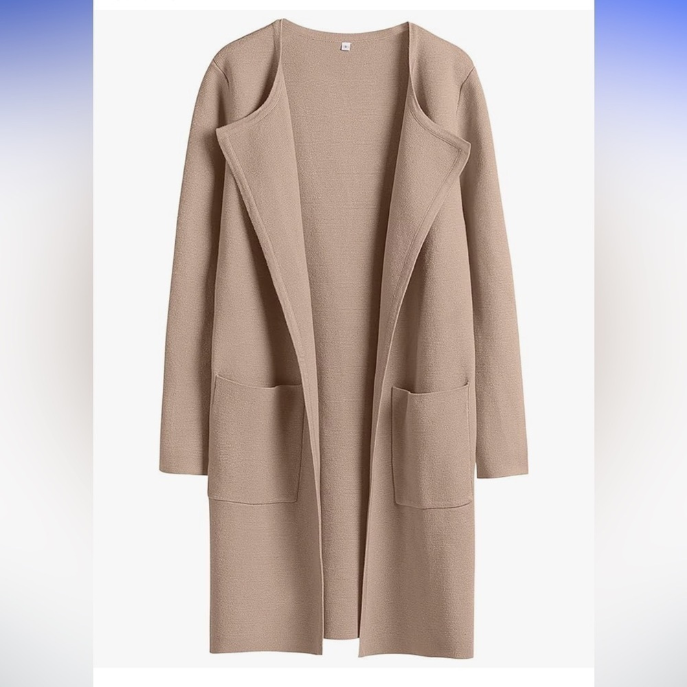 NWT Elegant Tan Women's Long Open Front Cardigan size medium